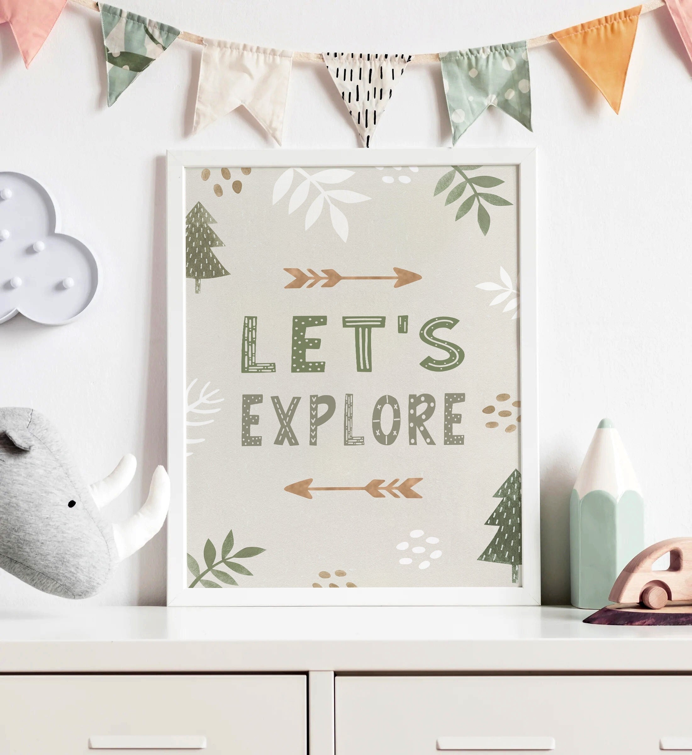 Let's Explore Quote Print Woodland Nursery Wall Décor Etsy