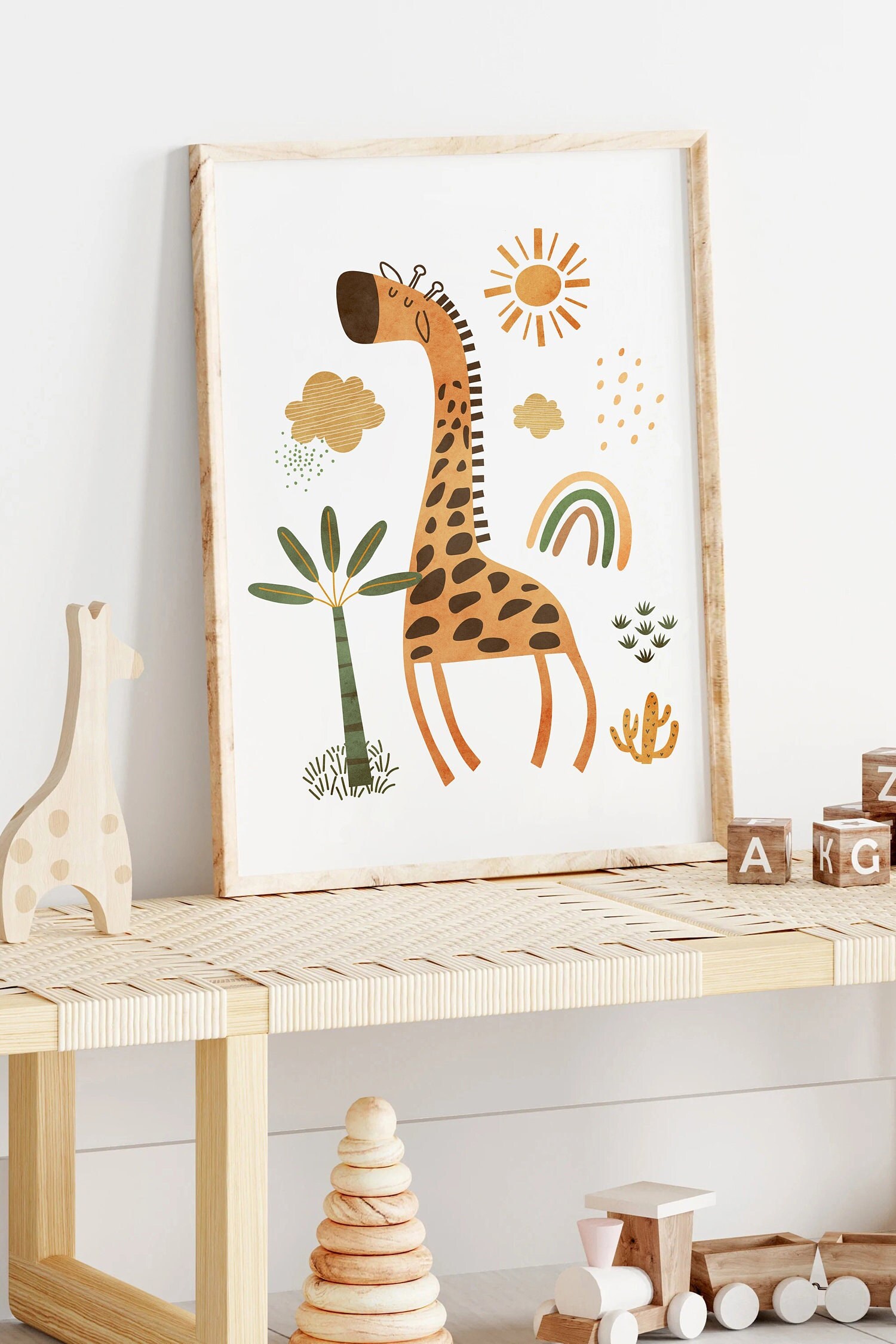 Boho Nursery Wall Art Prints Safari Green Decor Boho Kids - Etsy