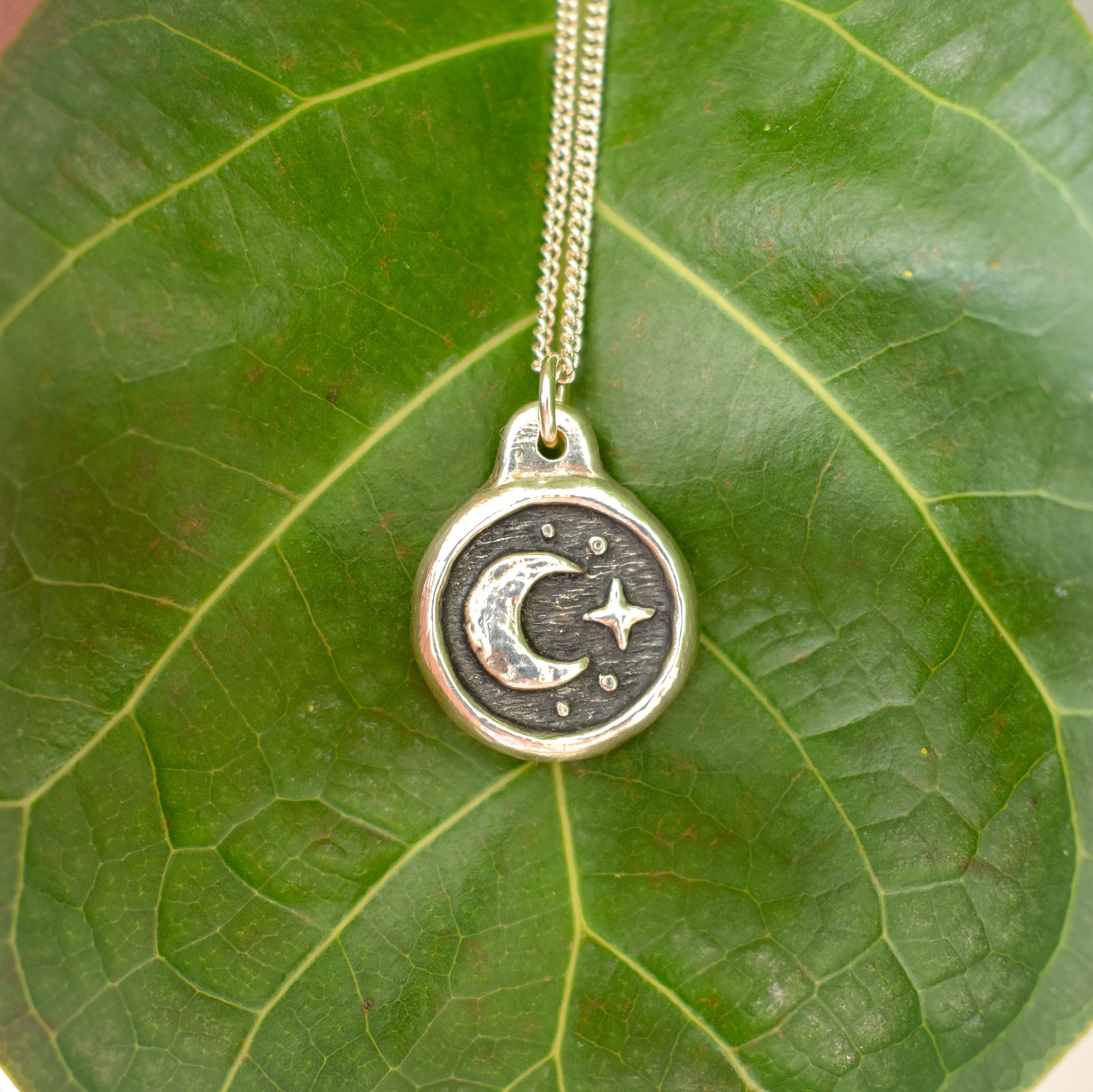 Moon and Stars Recycled Fine Silver Pendant Necklace Handmade in ...