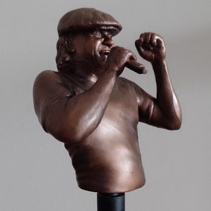 Brian Johnson ACDC Sculpture ltd edition Resin Bronze finish hand painted 'For those about to Rock'