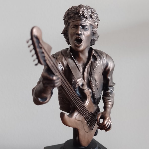Sculpture Jimi Hendrix édition limitée Résine finition bronze peinte à la main Legend of Rock