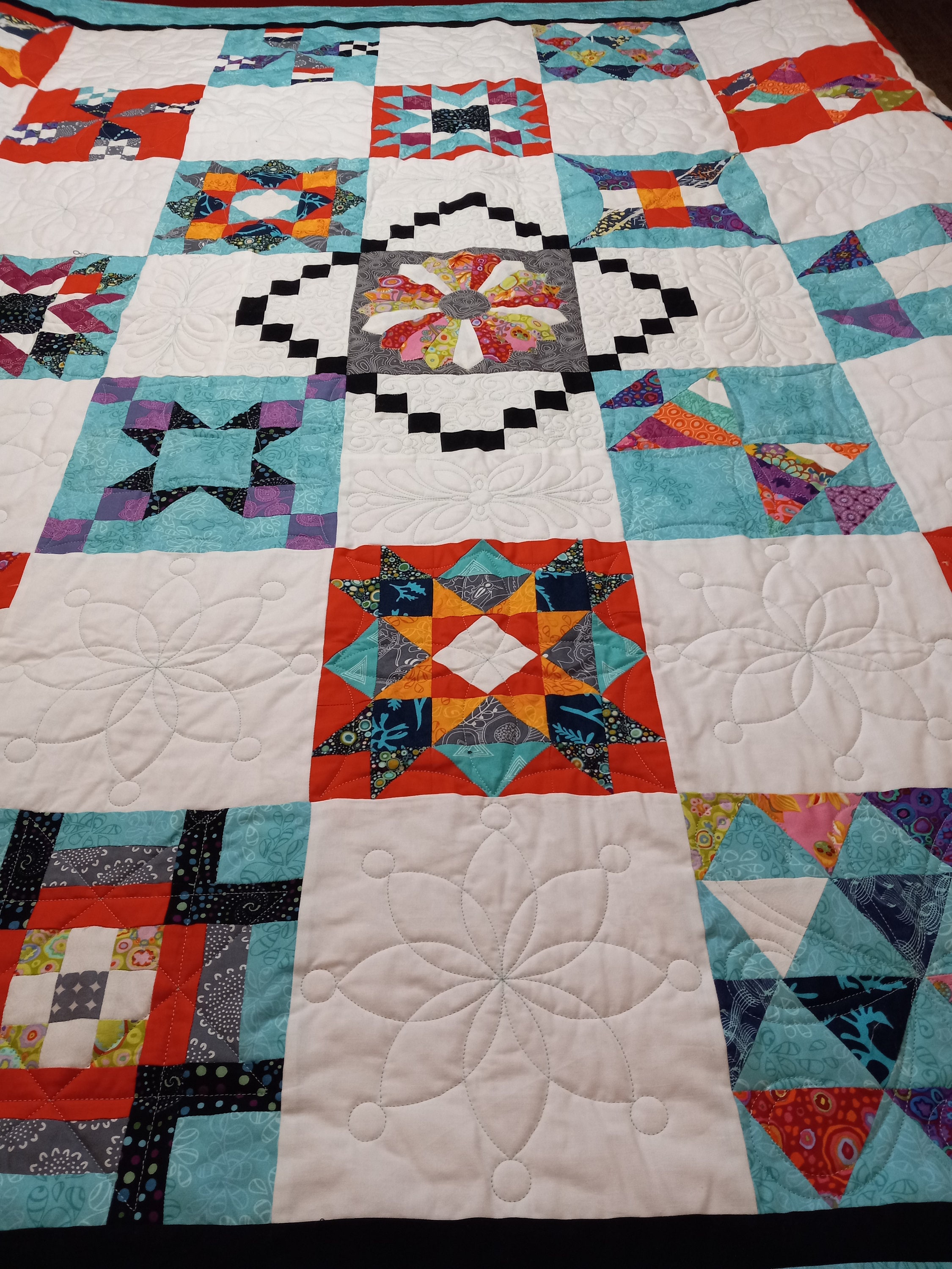 Sampler Style Quilt in Teal and Lipstick Red - Etsy