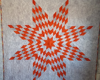 Traditional star quilted throw, made in MT