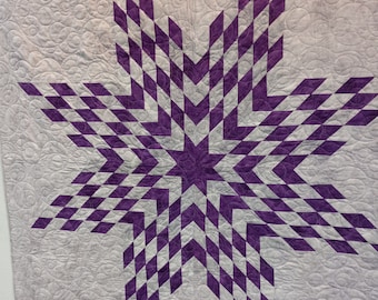 Traditional star quilted throw, made in MT