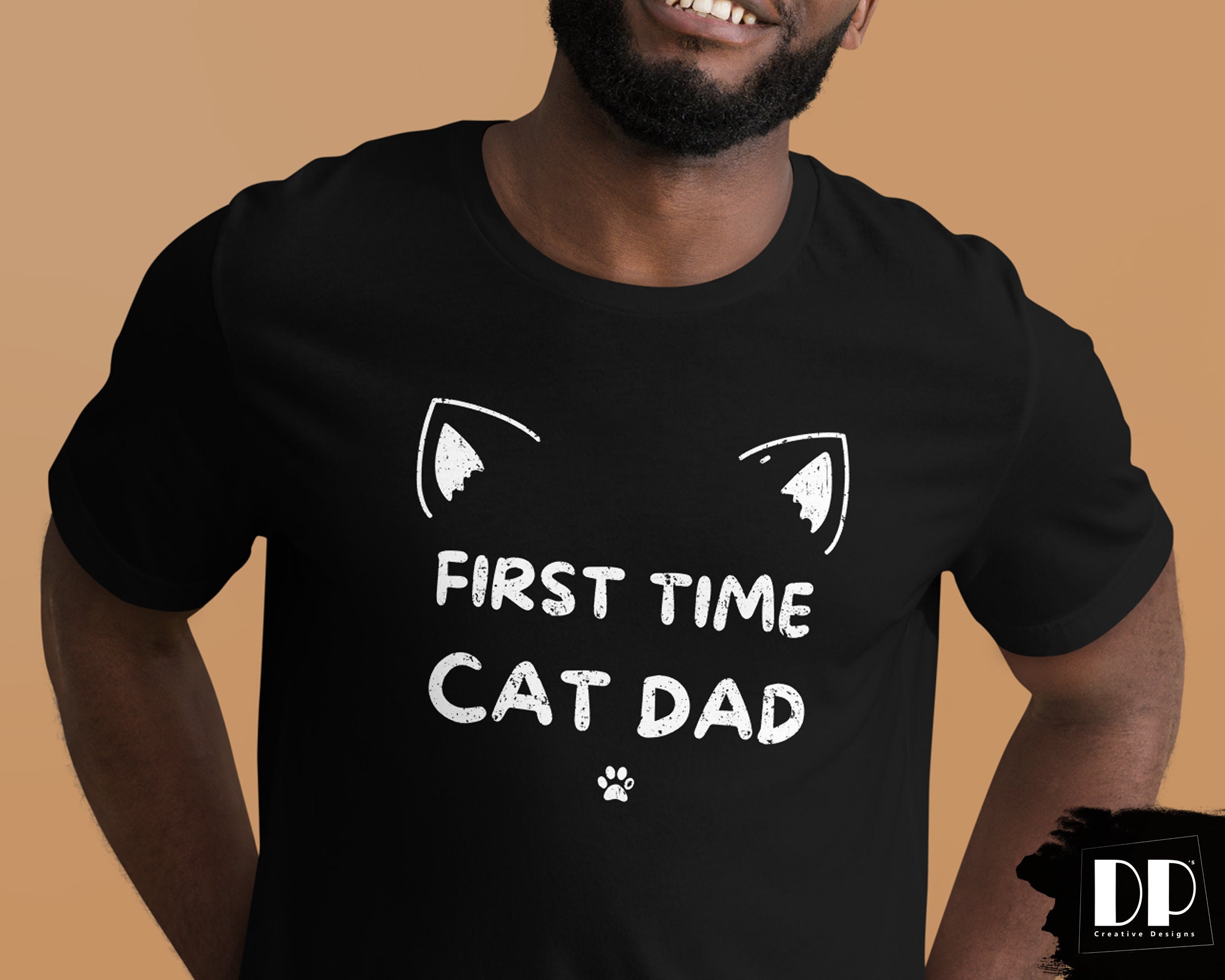 First Time Cat Dad Tshirt Gift for Fathers Day Birthday or Christmas, Tee Gift for New Cat