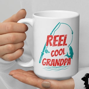 Tazza da pesca per nonno, Tazza da pesca per nonno, Nonno pescatore, Regalo per papà pescatore, Bicchieri per amanti della pesca, Maglietta Reel Cool per nonno