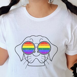 Dog Pride T-shirt, Dog Pride Tee, Puppy Pride T-shirt, Puppy Pride Tee, Dog Pride Shirt, Dog Pride Flag Tee, Gay Dog Shirt, Dog Glasses Tee