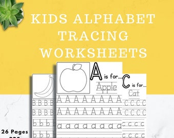 Alphabet Tracing Worksheets | Tracing Worksheet | Educational | Preschool Worksheet | Educational Printables | Kids Worksheet Bundle