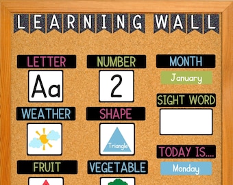 Vorschul-Lernwand | Lernwand | Vorschul-Fokus Wand | Klassenzimmer Dekor | Lerntafel | Kreiszeit lernen