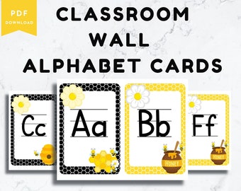 Bumble Bee Alphabet | Classroom Decor | Class Decor Set | Classroom Wall Decor | Alphabet Cards | Bee Classroom Decor |