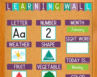 Vorschul-Lernwand | Lernwand | Vorschul-Fokus Wand | Klassenzimmer Dekor | Lerntafel | Kreiszeit lernen