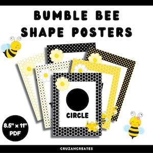 Shape Posters | Bumble Bee Shape Posters | Bumble Bee Classroom Decor | Shapes | Bumble Bee Theme Shapes | Learning Shapes | Classroom Decor