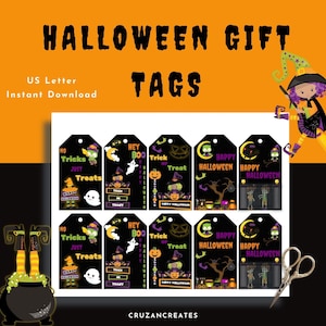 Halloween Gift Tags | Gift Tags for Halloween | Printable Gift Tags | Halloween Favor Tags | Party Bag Gift Tags | Gift Tags