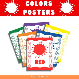 Affiches couleurs | Couleurs | Affiches de classe | Affiches couleur pour salle de classe | Apprendre les couleurs | Apprentissage préscolaire | Apprentissage en classe