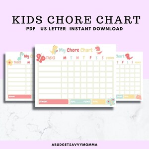 Kids Chore Chart | Chore Chart for Kids | Weekly Chore Chart | Weekly Task List | Kids Weekly Responsibility Chart | Kids Weekly Task List