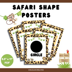 Shape Posters | Safari Shape Posters | Safari Classroom Decor | Shapes | Safari Theme Shapes | Learning Shapes | Classroom Decor | Jungle
