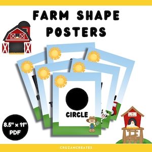 Shape Posters | Farm Shape Posters | Farm Classroom Decor | Shapes | Farm Theme Shapes | Learning Shapes | Classroom Decor | Farm Animals