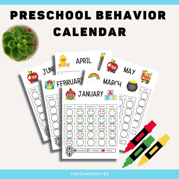Behavior Chart | Behavior Calendar | Preschool Behavior Calendar | Preschool Behavior Chart | Behavior Record | Behavior Tracker |