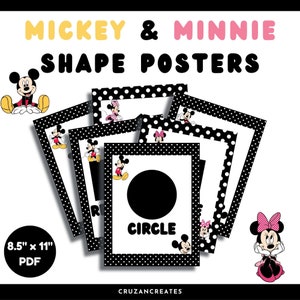 Posters Shape | Posters en forme de Mickey | Posters en forme de Minnie | Formes | Formes à thème Mickey | Formes d'apprentissage | Décoration de salle de classe | Minnie