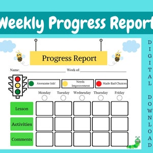 Relatório de progresso | Relatório de progresso pré-escolar | Gráfico de comportamento em creches | Formulário para impressão de creche | Relatório de progresso da creche | Relatório para pais