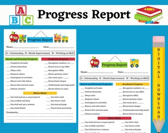 Progress Report | Preschool Progress Report | Daycare Progress Report | Report for Parents | Preschool Forms | Daycare Forms