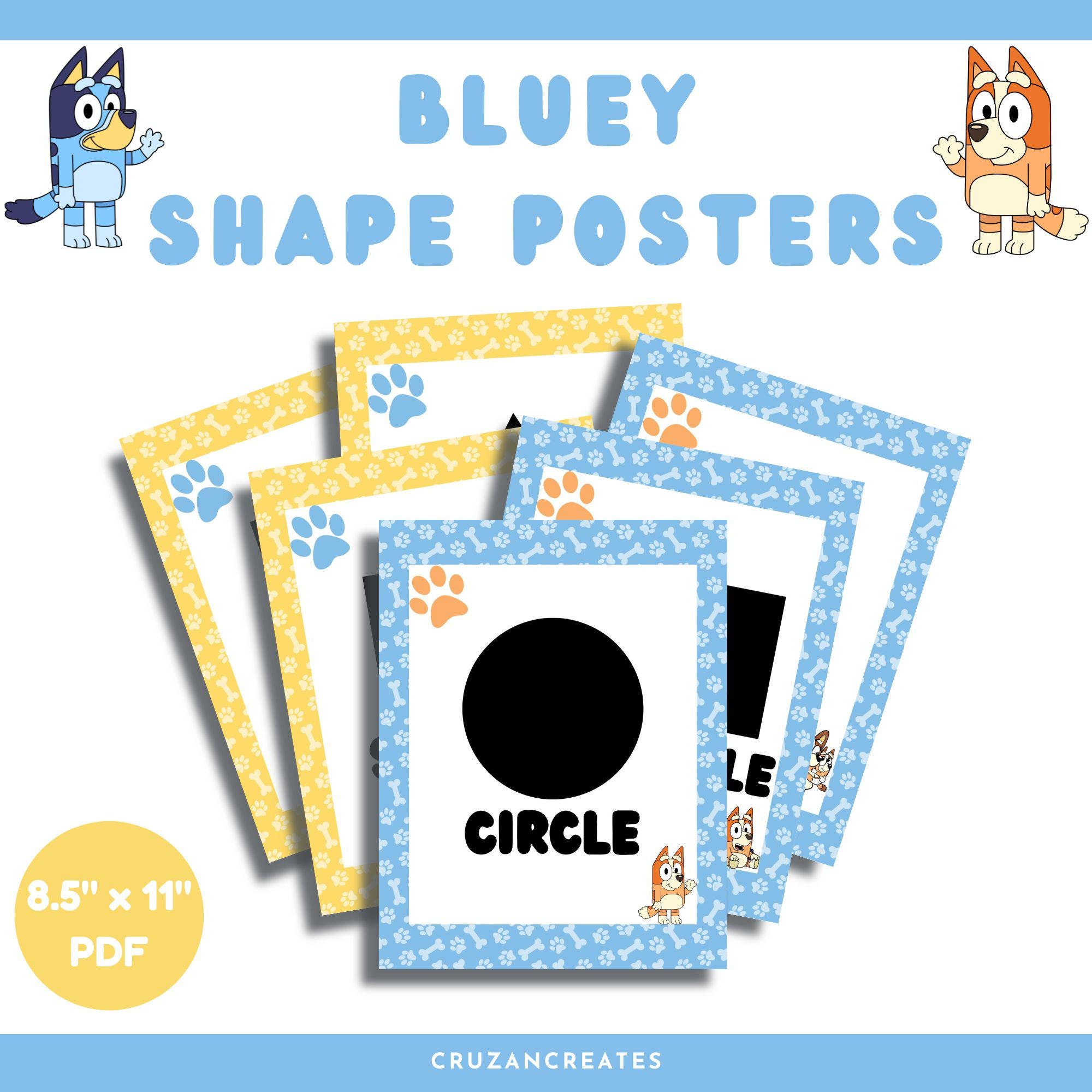 Shape Posters | Bluey Shape Posters | Bluey Classroom Decor | Shapes | Bluey Theme Shapes | Learning Shapes | Classroom Decor | Bluey Decor