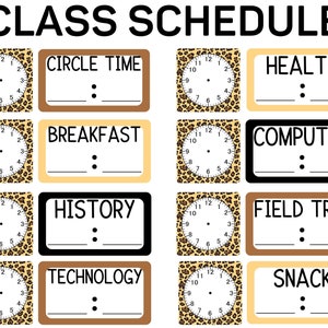 Dagschema voor de klas | Lesrooster | Dagschemakaarten | Klaslokaaldecoratie | Safari-decor | Dienstregeling | Lesrooster