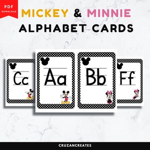 Alfabeto Mickey e Minnie | Decoração de sala de aula | Conjunto de decoração de aula | Decoração de parede de sala de aula | Cartões do alfabeto | Decoração de sala de aula do Mickey e Minnie |