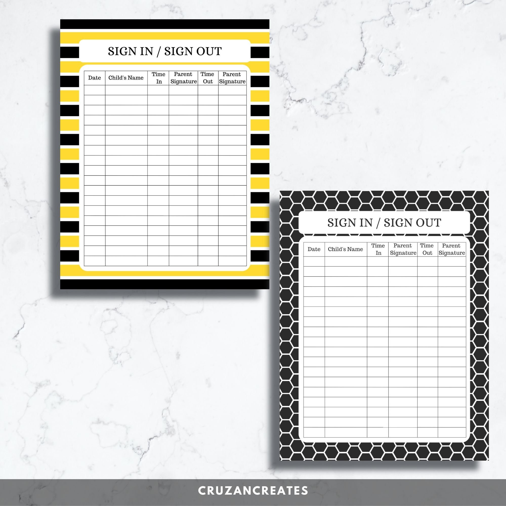 Sign in Sheet | Daycare Sign in Sheet | Sign in and Out Form | Daycare ...