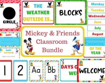Mickey & Friends Classroom Decor, Disney Bulletin Board Kit, Preschool Teacher Decorations, Disney Back to School Decorations