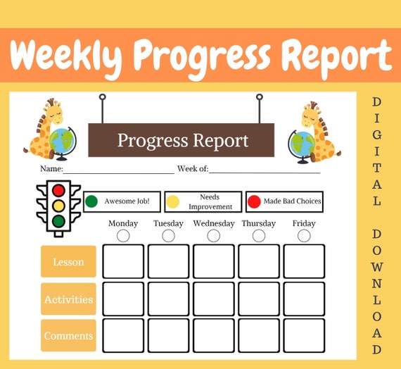 Progress Report Preschool Progress Report Daycare Behavior Etsy