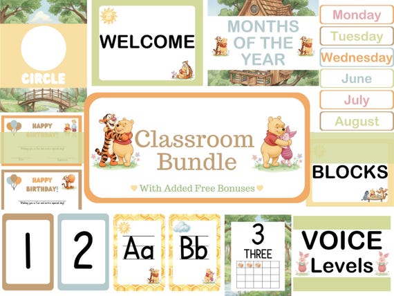 Teacher Classroom Decor Bundle Printable, Classroom Decorations Bundle, Educational Wall Art, Preschool & Kindergarten Classroom Decor