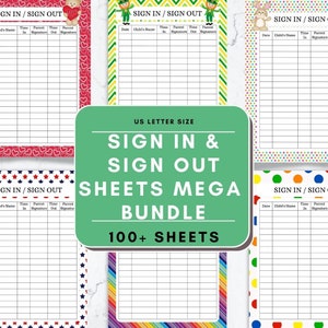 Sign In Sheet | Daycare Sign In Sheet | Sign In and Out Form | Daycare Forms | Sign In Form | Sign In and Sign Out Sheet | Attendance Sheet