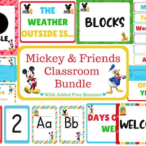 Mickey & Friends Classroom Decor, Disney Bulletin Board Kit, Preschool Teacher Decorations, Disney Back to School Decorations