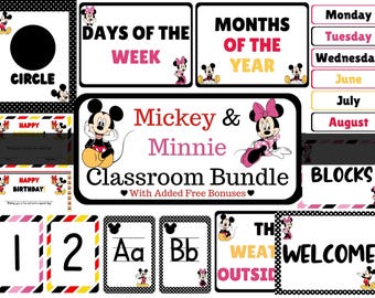 Mickey and Minnie Class Decor | Wall Decor | Classroom Decorations | Classroom Bundle | Decorations for Classroom | Preschool Class decor