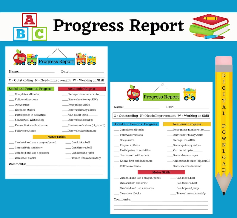 Progress Report | Preschool Progress Report | Daycare Progress Report | Report for Parents | Preschool Forms | Daycare Forms image 1