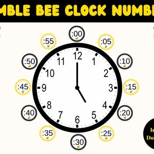 Clock Numbers | Bumble Bee Theme Clock Numbers | Wall Clock Numbers | Telling Time | Classroom Decor | Bumble Bee Theme Class Decor |