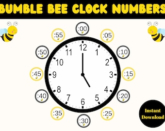 Clock Numbers | Bumble Bee Theme Clock Numbers | Wall Clock Numbers | Telling Time | Classroom Decor | Bumble Bee Theme Class Decor |