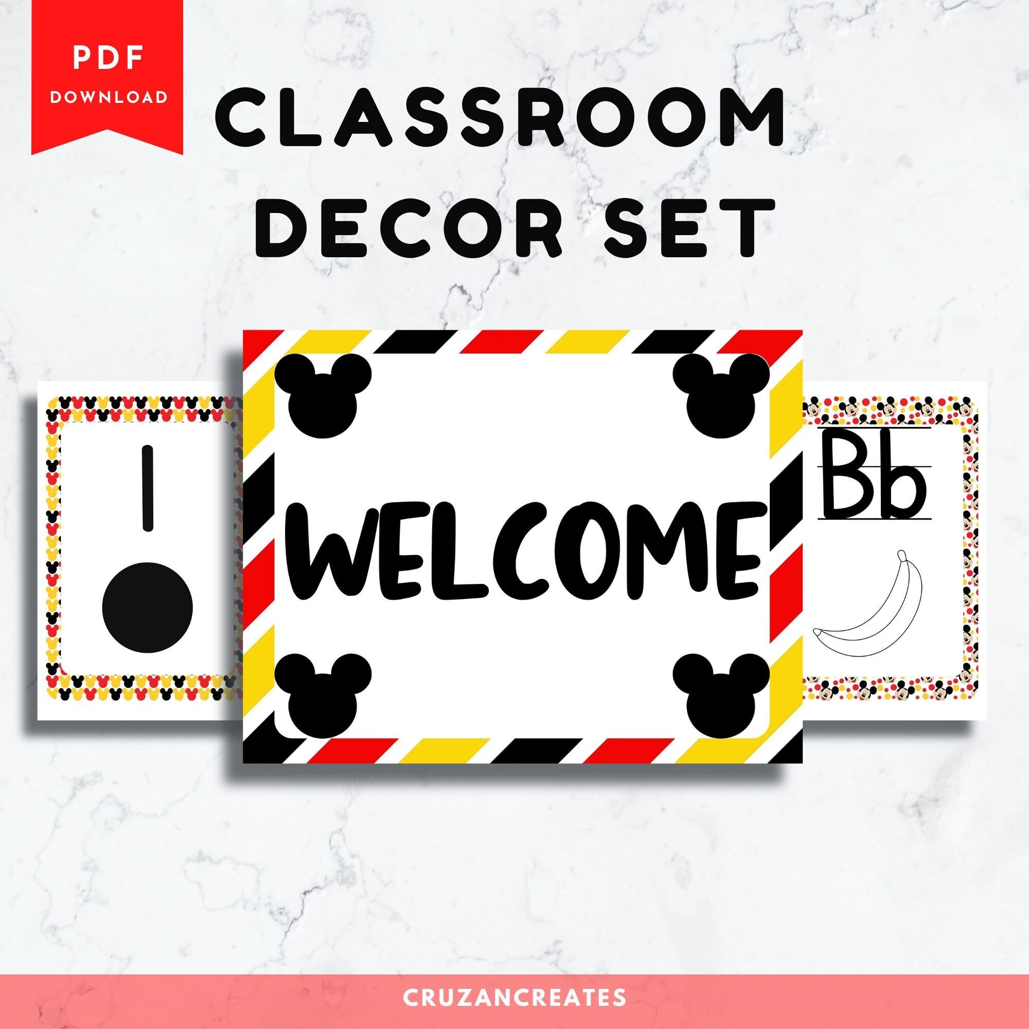 Classroom Decor | Class Decor Set | Classroom Decor Bundle | Classroom Wall Decor | Classroom Bundle Decor | Mickey Theme Classroom Decor |