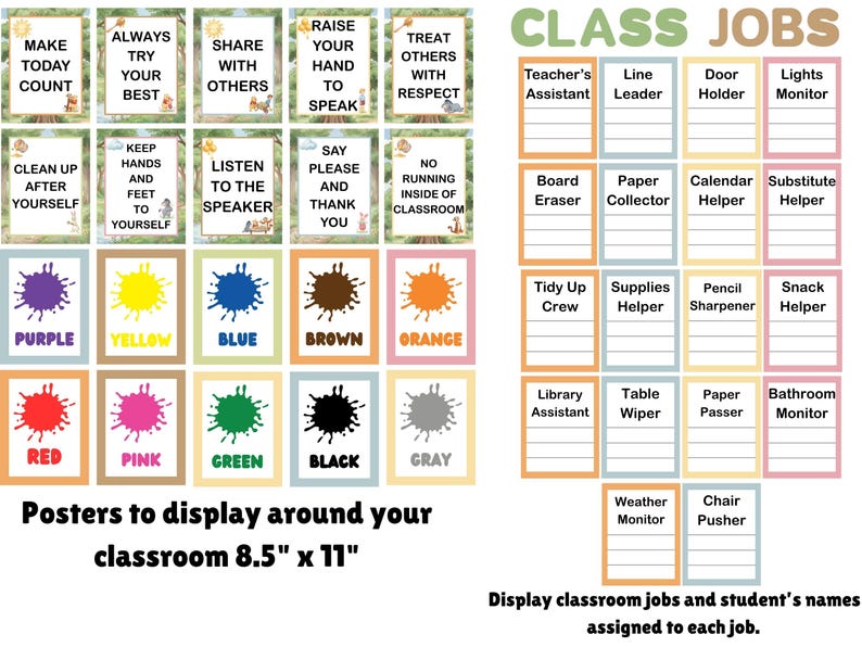 Teacher Classroom Decor Bundle Printable, Classroom Decorations Bundle, Educational Wall Art, Preschool & Kindergarten Classroom Decor image 5