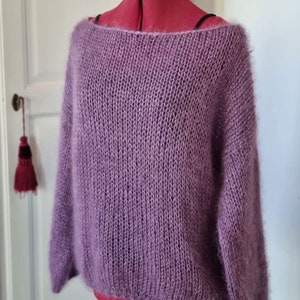 Oversized sweater in mohair, merino, silk Purple