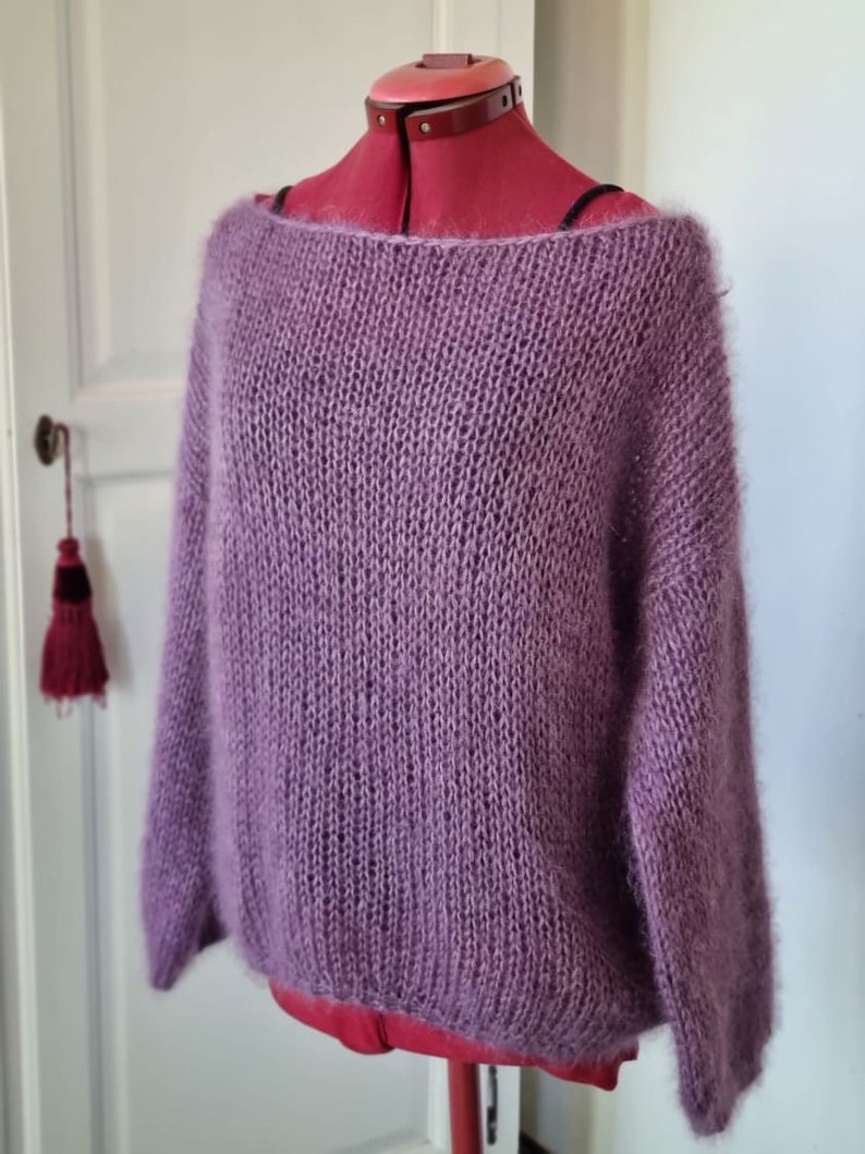 Übergroßer Pullover aus Mohair, Merino, Seide Lila