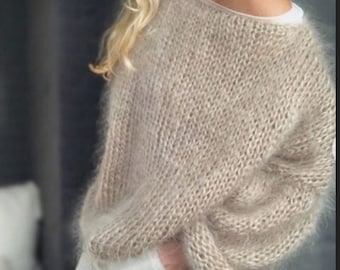 Übergroßer Pullover aus Mohair, Merino, Seide