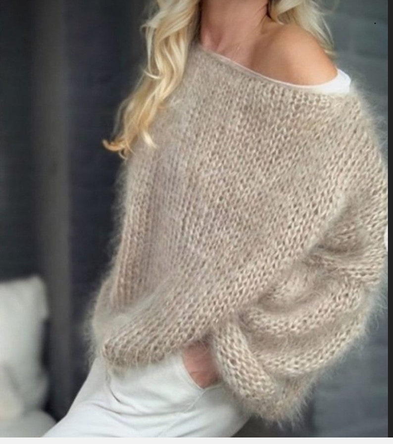 Übergroßer Pullover aus Mohair, Merino, Seide bej tortora