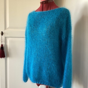 Übergroßer Pullover aus Mohair, Merino, Seide turchese