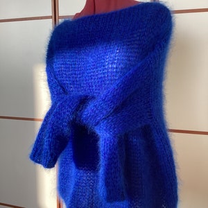 Oversized sweater in mohair, merino, silk azzurro bluette