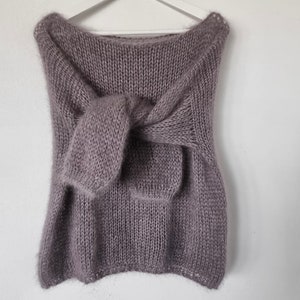 Oversized sweater in mohair, merino, silk viola fumo