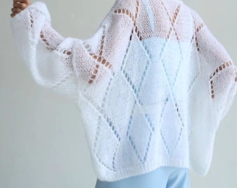 Gilet oversize en kidmohair et soie.