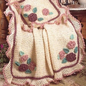 Vintage Crochet Pattern Lacy Flower Aran Afghan Throw Blanket PDF Instant Digital Download Flower Rose Motif
