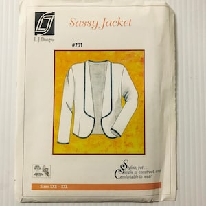 Sassy Jacket Vintage Sewing Pattern Open Front Blazer L.J Designs Misses' Size XXS-XXL New Uncut 2006
